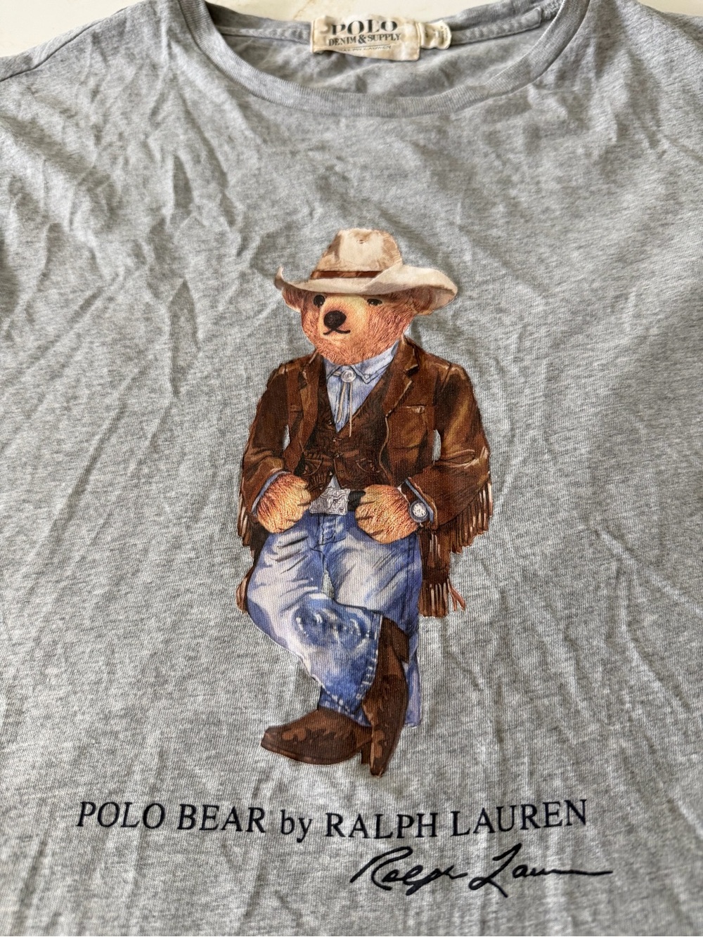 Ralph Lauren Polo Bear cowboy grey t-shirt
